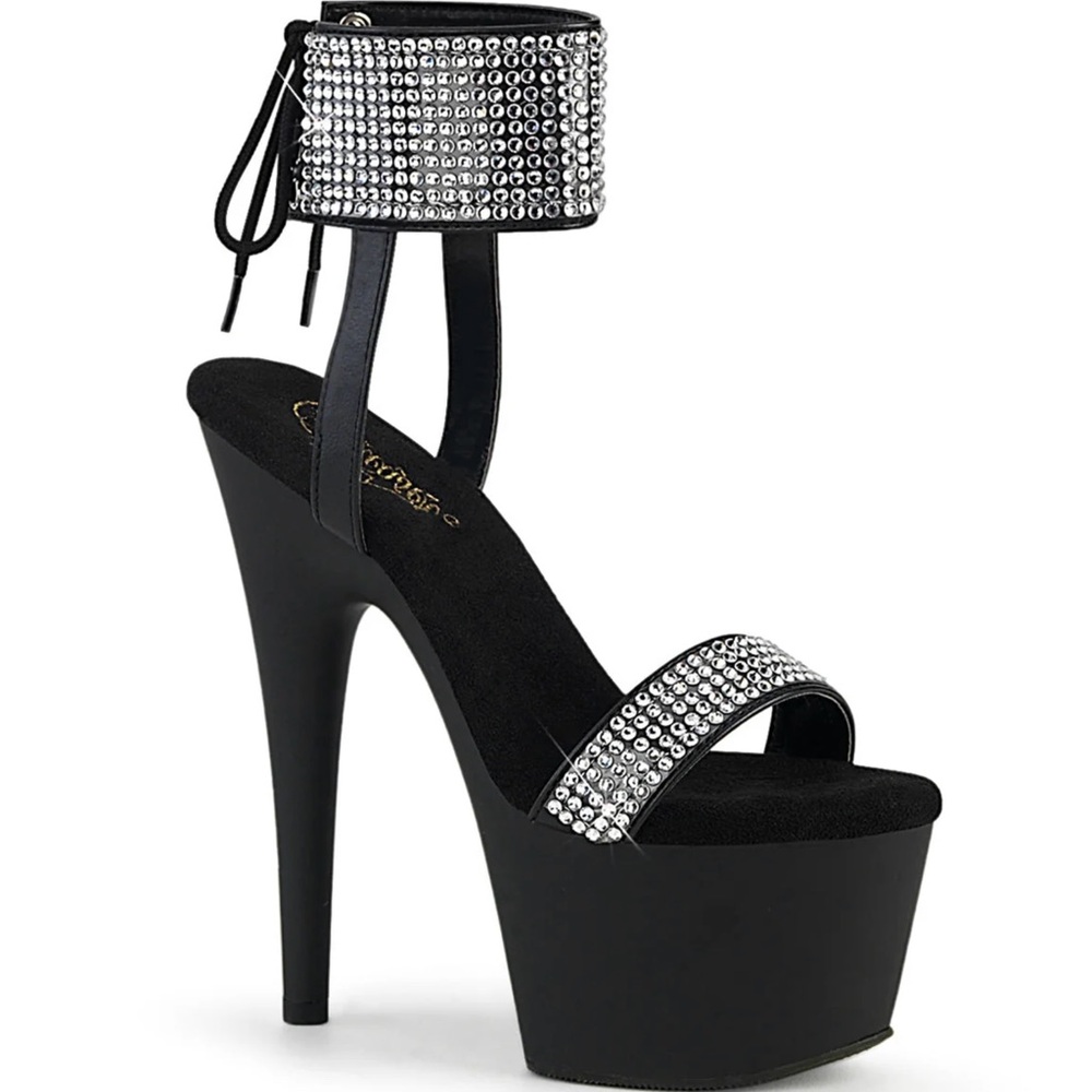 Pleaser Black and Silver Platform Heels
